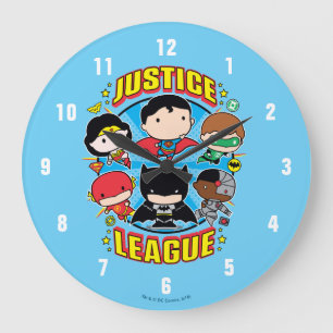 Chibi Justice League Group Große Wanduhr