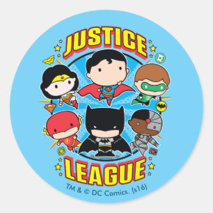 Chibi Justice League Group Runder Aufkleber