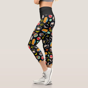 Chibi Justice League Heroes and Logos Pattern Capri Leggings