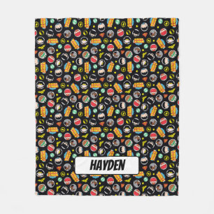 Chibi Justice League Heroes and Logos Pattern Fleecedecke