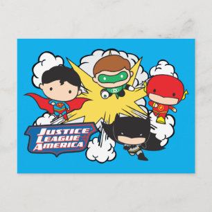 Chibi Justice League of America Explosion Postkarte