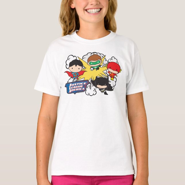 Chibi Justice League of America Explosion T-Shirt (Vorderseite)