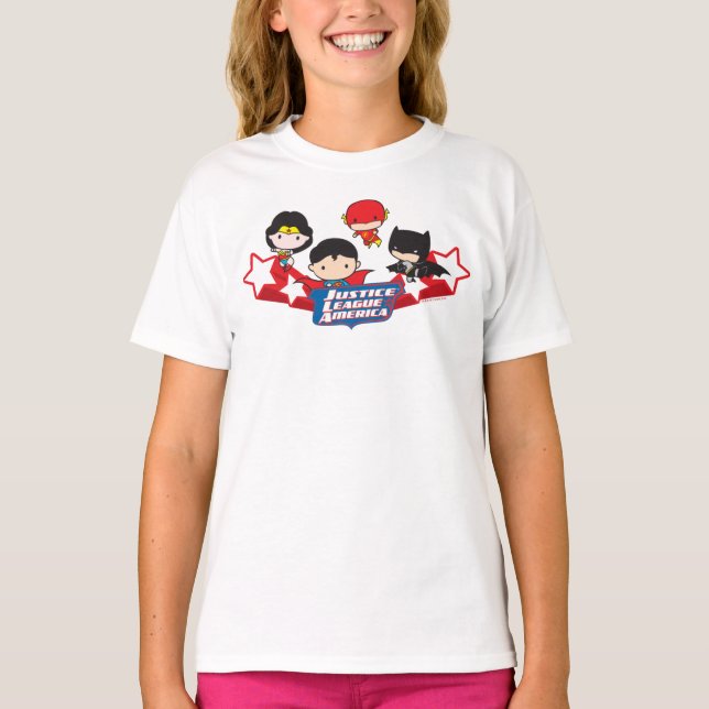 Chibi Justice League of America Stars T-Shirt (Vorderseite)