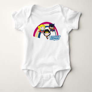 Chibi Justice League Rainbow Baby Strampler