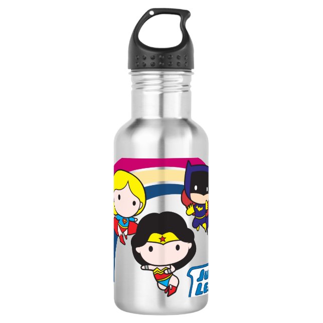 Chibi Justice League Rainbow Edelstahlflasche (Vorderseite)