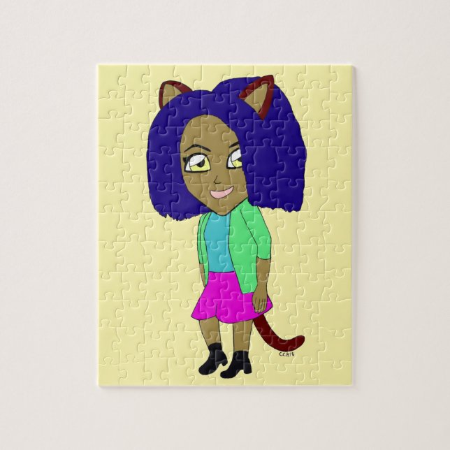 Chibi-Katze-Mädchen Puzzle (Vertikal)