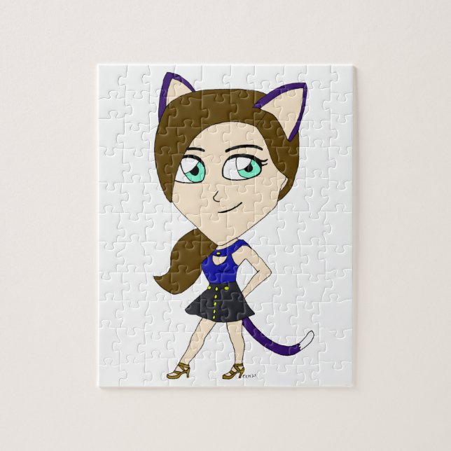 Chibi-Katze-Mädchen Puzzle (Vertikal)