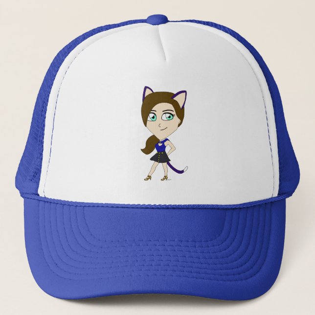 Chibi-Katze-Mädchen Truckerkappe (Vorderseite)