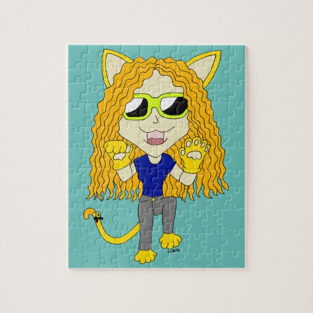Chibi-Katzenmädchen mit Pfoten Puzzle (Vertikal)