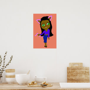 Chibi-Katzenmädchen Poster