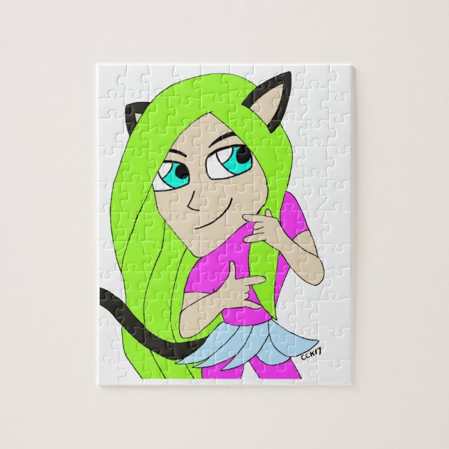 Chibi-Katzenmädchen Puzzle (Vertikal)