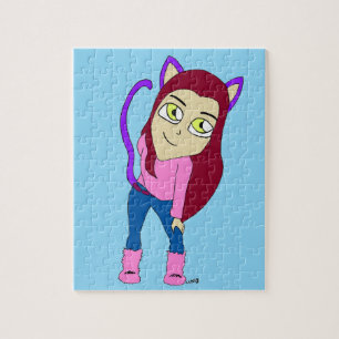Chibi-Katzenmädchen Puzzle
