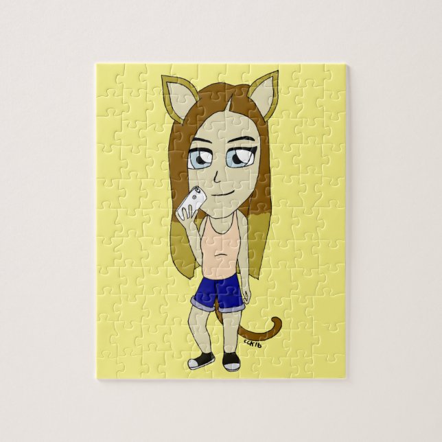 Chibi Katzenmädchen Puzzle (Vertikal)