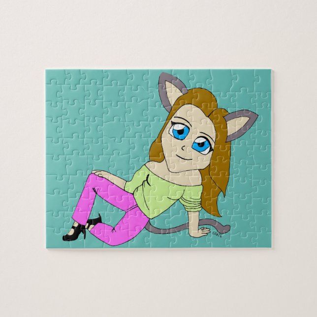 Chibi-Katzenmädchen Puzzle (Horizontal)