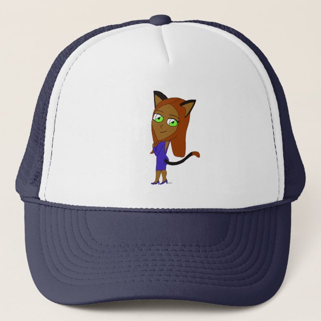 Chibi-Katzenmädchen Truckerkappe (Vorderseite)