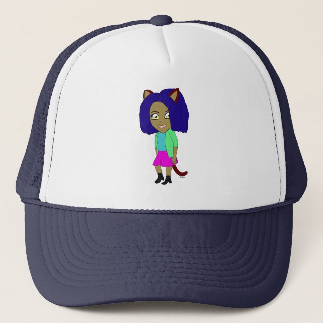 Chibi-Katzenmädchen Truckerkappe (Vorderseite)