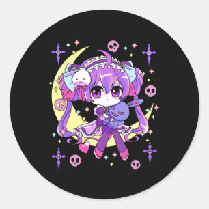 Chibi Kawaii Anime Pastel Goth Runder Aufkleber