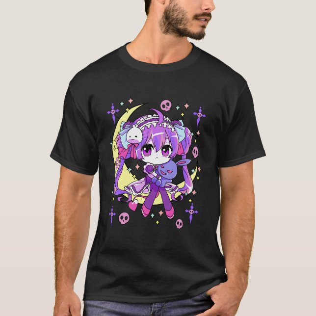 Chibi Kawaii Anime Pastel Goth T-Shirt (Vorderseite)