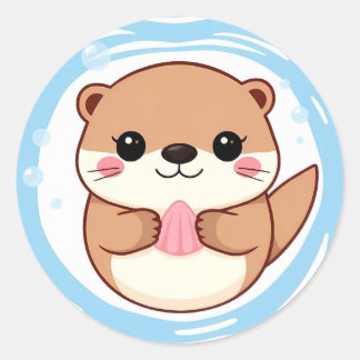 Chibi Kawaii Otter Schwimmender Aufkleber – Süßes 