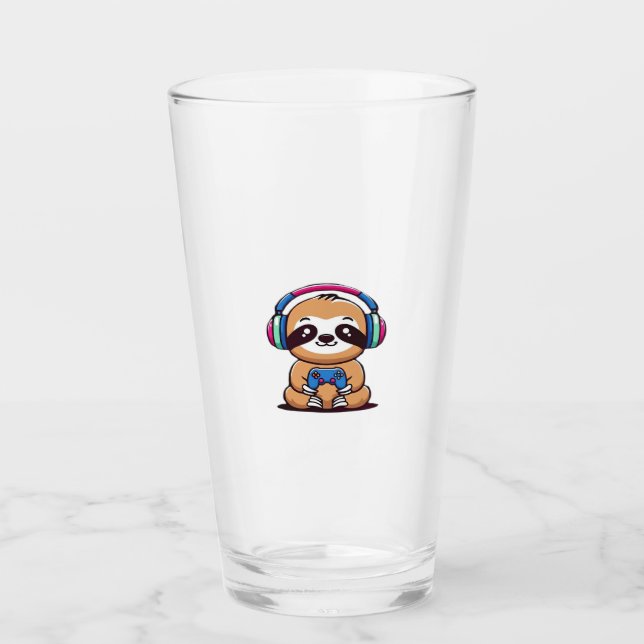 Chibi Kawaii Sloth Gamer � Cute Funny Animal with  Glas (Vorderseite)