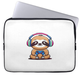 Chibi Kawaii Sloth Gamer - Niedliches Sonnentier m Laptopschutzhülle