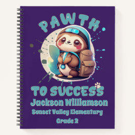 Chibi Kawaii Sloth Name School Grade Learning Aids Notizbuch