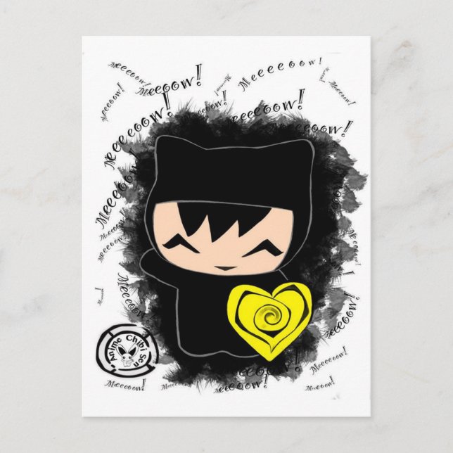 Chibi Kitty Postkarte (Vorderseite)
