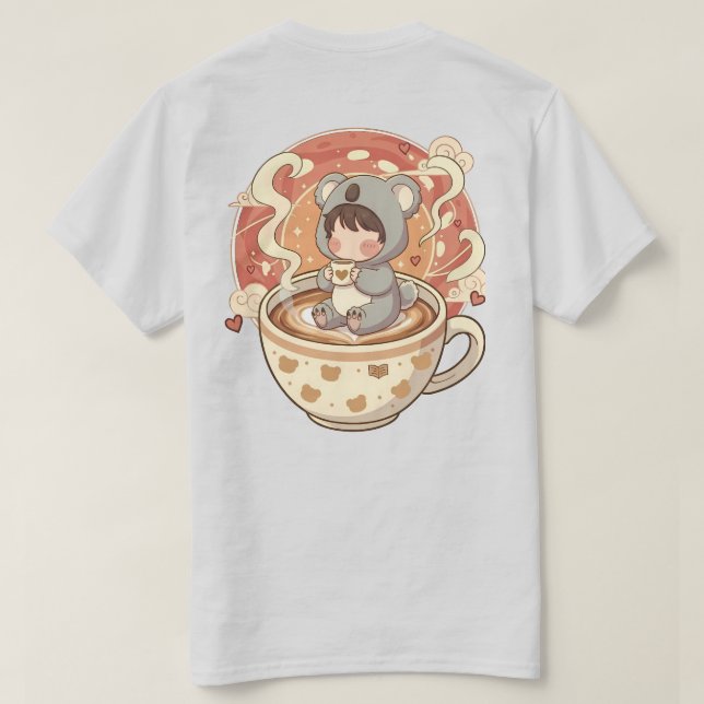Chibi Koala Coffee Adventure Men's Graphic T-Shirt (Design Rückseite)