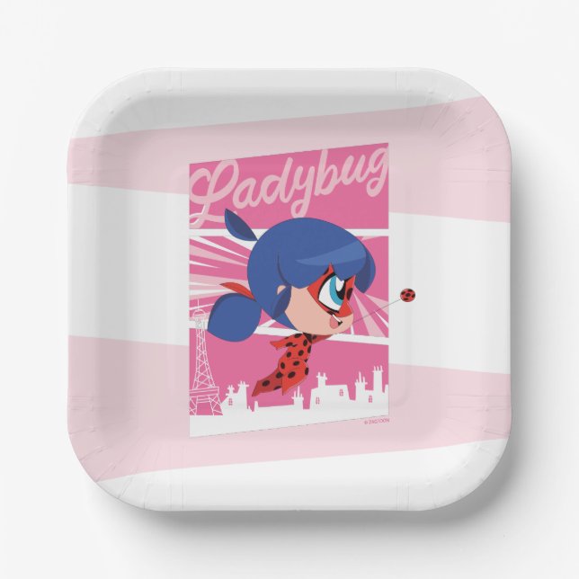 Chibi Ladybug in Paris Pappteller (Vorderseite)