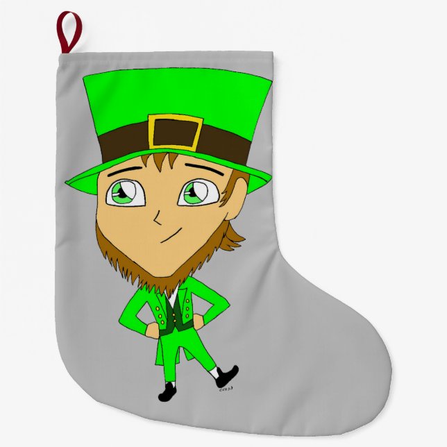 Chibi leprechaun großer weihnachtsstrumpf (Vorderseite)