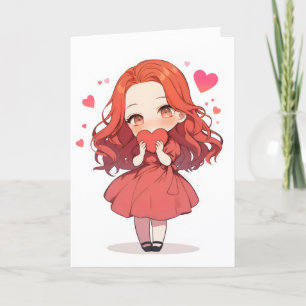 Chibi Liebe Anime Girl Feiertagskarte