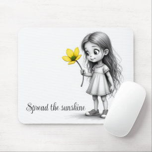 Chibi Little Girl mit Blume Mousepad