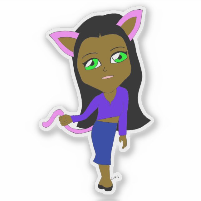 Chibi-Mädchen Aufkleber (Vorderseite)