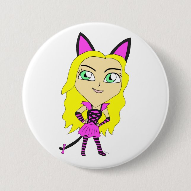 Chibi-Mädchen Button (Vorderseite)