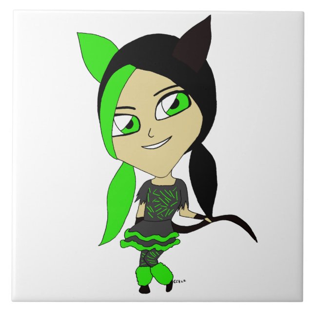 Chibi-Mädchen Fliese (Vorderseite)