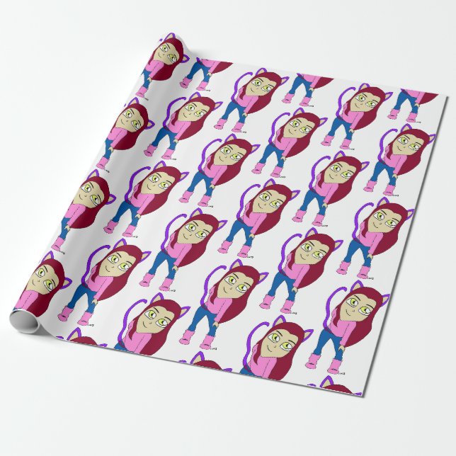 Chibi-Mädchen Geschenkpapier (Ungerollt)