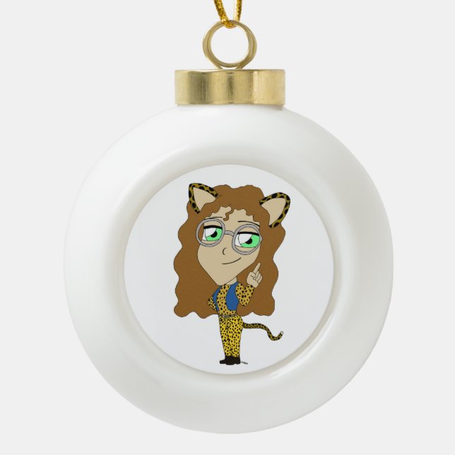 Chibi-Mädchen Keramik Kugel-Ornament (Vorderseite)