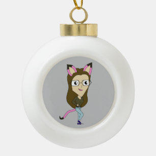 Chibi-Mädchen Keramik Kugel-Ornament
