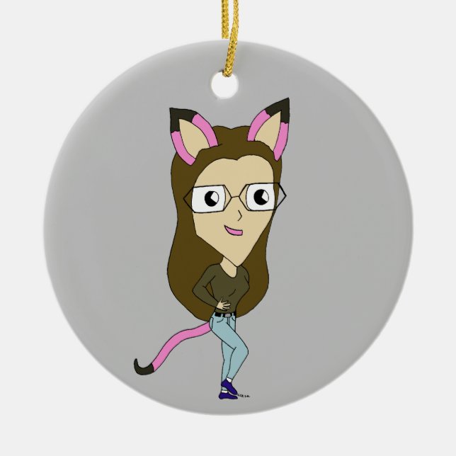 Chibi-Mädchen Keramik Ornament (Vorne)