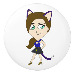 Chibi-Mädchen Keramikknauf