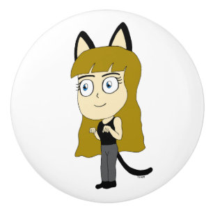 Chibi-Mädchen Keramikknauf