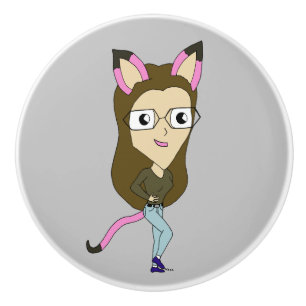 Chibi-Mädchen Keramikknauf