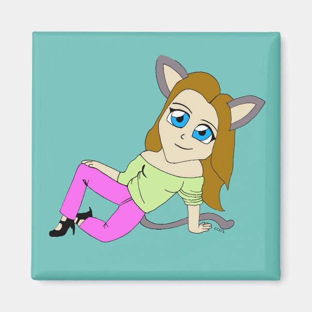Chibi-Mädchen Magnet (Vorne)
