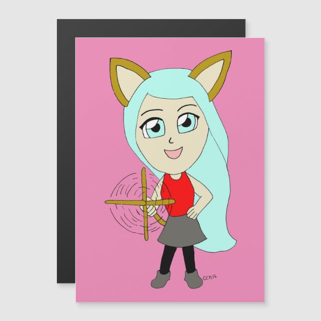 Chibi-Mädchen Magnetkarte (Vorne/Hinten)