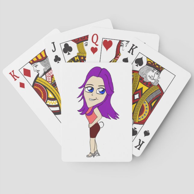 Chibi-Mädchen mit einem Hasenschwanz Spielkarten (Rückseite)