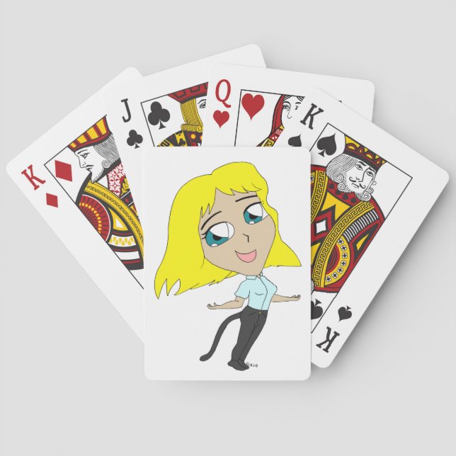 Chibi-Mädchen mit einem Schwanz  Spielkarten (Rückseite)
