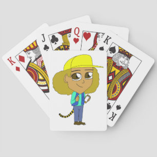 Chibi-Mädchen mit einem Tigerschwanz Spielkarten