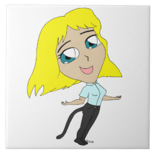 Chibi-Mädchen mit Schwanz Fliese