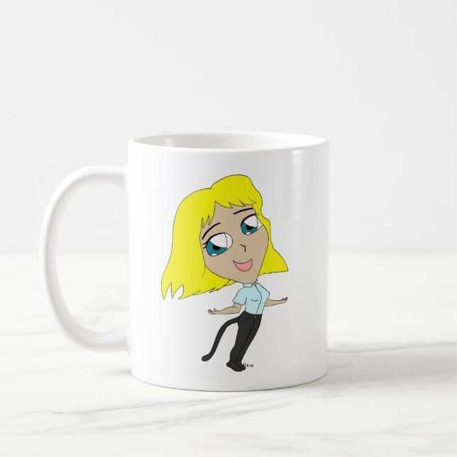 Chibi-Mädchen mit Schwanz Kaffeetasse (Links)