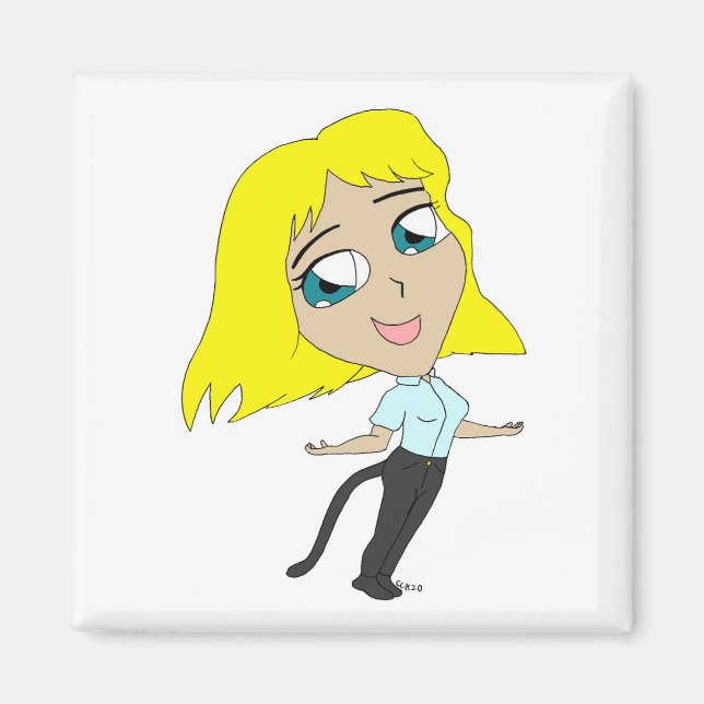Chibi-Mädchen mit Schwanz Magnet (Vorne)